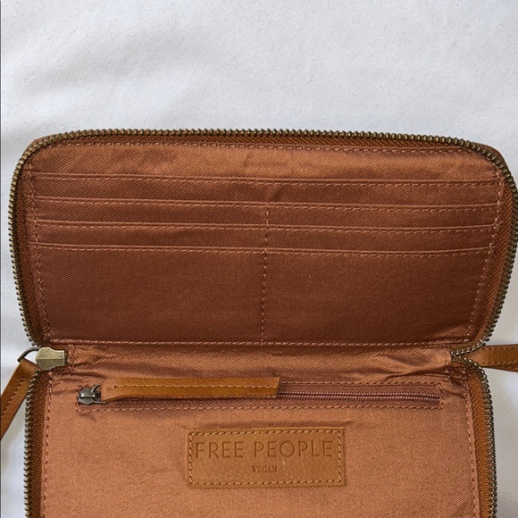 Free People Brown Distressed Vegan Leather Wallet Wristlet - Picture 11 of 16